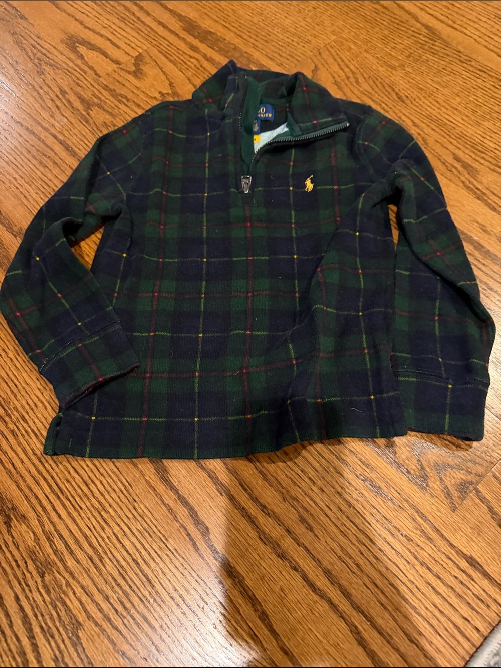 Polo by Ralph Lauren Green & Navy Plaid Half-Zip Hoodie